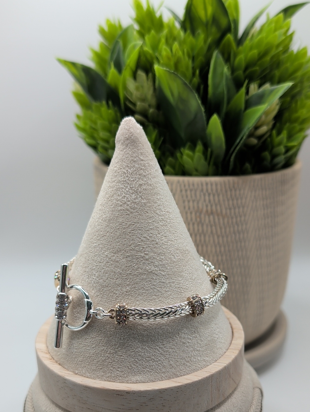 Lauren Ralph Lauren Pave Two Tone Flex Toggle Bracelet